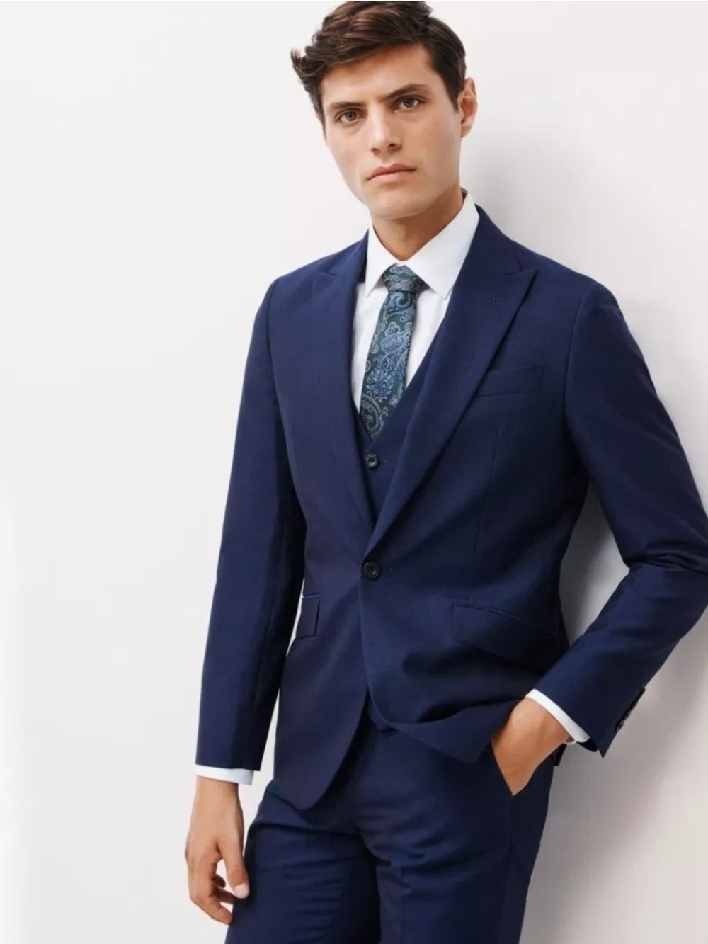 John Lewis & Partners Premium Mohair Blend Blazer Men's 46R Royal Navy Jacket